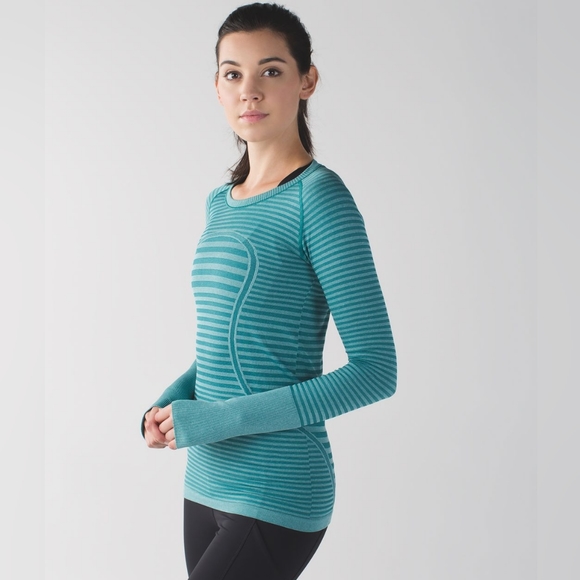 lululemon athletica Tops - Lululemon Swiftly Tech Long Sleeve Crew Heathered Forage Teal Size 6